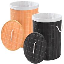 Cesto De Roupas Bambu Redondo Banheiro Lavanderia