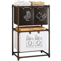 Cesto de Roupas com 3 Divisórias Estrutura Tubular em Aço Galvanizado Plástico e Spunbond - Top Rio Cesto de Roupas com 3 Divisórias Estrutura Tubular em Aço Galvanizado Plástico e Spunbond - Top Rio