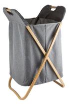 Cesto de Roupas Com Pé e Tampa em Bambu Grey - Mimo Style Cesto de Roupas Com Pé e Tampa em Bambu Grey - Mimo Style