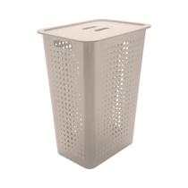 Cesto de Roupas com Tampa Bege 47L - Ou