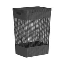 Cesto de Roupas com Tampa Grid Preto 49L - Ou Cesto de Roupas com Tampa Grid Preto 49L - Ou