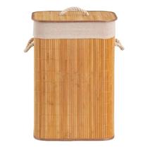 Cesto de Roupas em Bambu Retangular Banheiro Lavanderia Organizador
