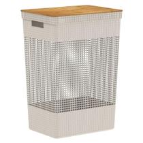 Cesto de Roupas Grid 49L Tampa Bambu Bege CG455BGF - Ou