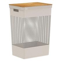 Cesto de Roupas Grid 49L Tampa Bambu Bege CG455BGF - Ou