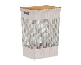 Cesto de Roupas Grid c/ Tampa de Bambu 49 L Bege OU