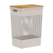 Cesto De Roupas Grid Com Tampa De Bambu 49 Litros Cesto De Roupas Grid Com Tampa De Bambu 49 Litros