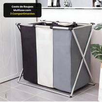 Cesto de Roupas Multiuso 3 Compartimentos Cesto de Roupas Multiuso 3 Compartimentos