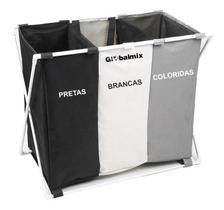 Cesto de Roupas Multiuso com 3 Compartimentos Cesto de Roupas Multiuso com 3 Compartimentos