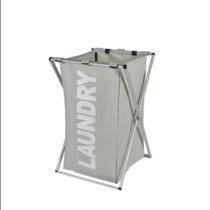 Cesto de roupas para lavanderia banheiro quarto com alca e tampa dobravel portatil pratico cinza