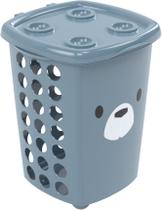 Cesto de Roupas Plasutil Decora - Bear Azul com Tampa Encaixável Cesto de Roupas Plasutil Decora - Bear Azul com Tampa Encaixável