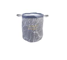 Cesto de Roupas Redondo em Tecido Marmorizado Cinza e Branco 35x45cm - Dolce Home