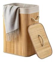 Cesto De Roupas Sujas Bambu Organizador Dobravel Banheiro Lavanderia
