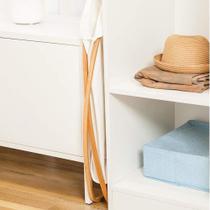 Cesto de roupas sujas dobrável - bambu e tecido poliéster