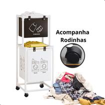 Cesto de Roupas Sujas Duplo Multiuso Com RODAS Lavanderia Banheiro Organização - X-Matte