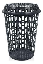 Cesto De Roupas Sujas Multiuso Telado Com Tampa 60l Preto Cesto De Roupas Sujas Multiuso Telado Com Tampa 60l Preto