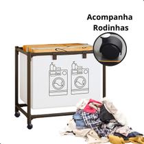 Cesto de Roupas Sujas Simples Multiuso Com Rodas Lavanderia Banheiro Organização - X-Matte