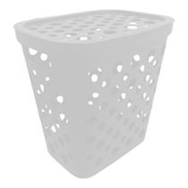 Cesto De Roupas Telado 30 Litros Resistente Lavanderia Com Tampa E Alças