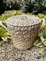 Cesto de Seagrass Branco com Tampa Cesto de Seagrass Branco com Tampa