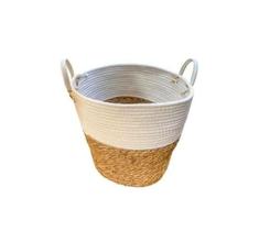 Cesto De Seagrass Natural Oval Com Alça De Couro Philippe G