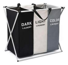 Cesto De Separação De Roupa Suja Dobrável - 3 Compartimentos