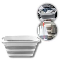 Cesto de Silicone Retrátil Multiuso 26L Dobrável Portátil para Lavanderia Limpeza Camping e Organização