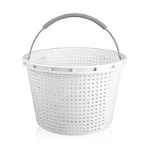 Cesto de skimmer para piscina ZTTM 20 cm com cabo e pegada em borracha, branco