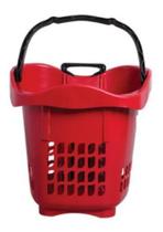 Cesto De Supermercado Com Rodinha Multiuso 30l 44x42cm Vermelho - PLASNEW