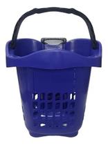 Cesto De Supermercado Com Rodinha Multiuso 30l Azul Top
