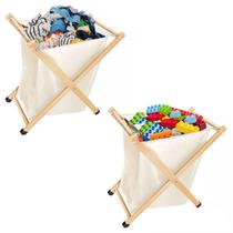 Cesto De Tecido 50 Litros Para Roupa Suja Organizador Multiuso Dobravel Nude