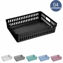 Cesto Decorativo Caixa Organizadora Cozinha Casa - Kit Com 4 - Organizador Grande 8,4L