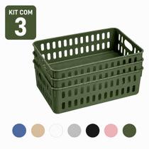 Cesto Decorativo Caixa Organizadora Pequena - Kit Com 3 Organizador Cozinha Casa