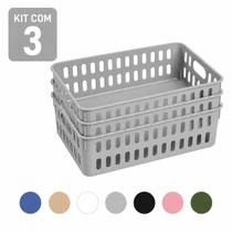 Cesto Decorativo Caixa Organizadora Pequena - Kit Com 3 Organizador Cozinha Casa