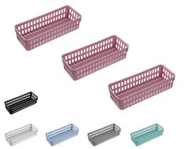 Cesto Decorativo Caixa Organizadora Slim G Cozinha Kit Com 3