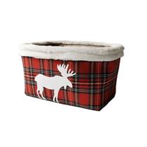 CESTO DECORATIVO DE NATAL TECIDO 31 x 23 x 18cm MAGIZI