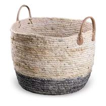 Cesto decorativo Elegance de Seagrass Natural e Cinza com alça - 29x29x22cm - 1 unidade - Rizzo