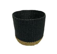 Cesto Decorativo Fibra Natural Preto Redondo Finos Detalhes Cesto Decorativo Fibra Natural Preto Redondo Finos Detalhes