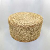 Cesto Decorativo Grande Palha Natural Redondo c Tampa Luxo