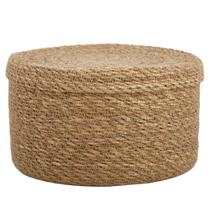 Cesto Decorativo Organizador Em Fibra Natural Com Tampa G