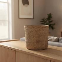 Cesto Decorativo Organizador Multiuso Em Bambu Campeche Redondo 45cm