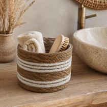 Cesto Decorativo Organizador Multiuso Em Fibra Natural Seagrass Com Forro