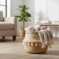 Cesto Decorativo Organizador Multiuso Em Fibra Natural Seagrass Dobrável 33cm Cesto Decorativo Organizador Multiuso Em Fibra Natural Seagrass Dobrável 33cm