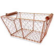 Cesto Decorativo Organizador Retangular Rose Gold Farmhouse