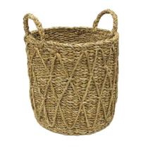 Cesto Decorativo Organizador Roupas Acessórios Seagrass Caubi com Alça 25x28cm Mek