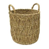 Cesto Decorativo Organizador Roupas Acessórios Seagrass Caubi com Alça 30x36cm Mek