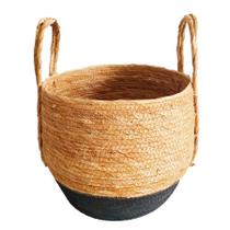 Cesto Decorativo Paracanas de Seagrass Natural e Preto com alça- 25x25x23cm - 1 unidade - Rizzo Cesto Decorativo Paracanas de Seagrass Natural e Preto com alça- 25x25x23cm - 1 unidade - Rizzo