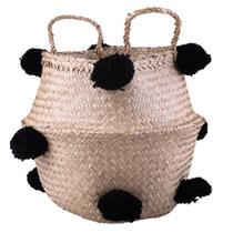 Cesto Decorativo Redondo com Alça Cazza Coconut 40x28cm