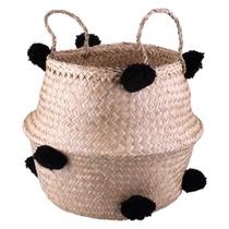 Cesto Decorativo Redondo com Alça Cazza Coconut 44x32cm