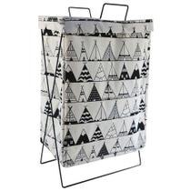 Cesto Dobrável de Poliéster com Alça e Suporte Aramado 54X36X25CM Cesto Dobrável de Poliéster com Alça e Suporte Aramado 54X36X25CM