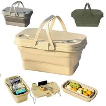 Cesto dobravel vira mesa caixa organizadora multiuso