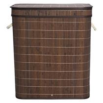 Cesto Duplo com Tampa em Bambu Escuro 53x60 cm - Mimo Style - BM20200